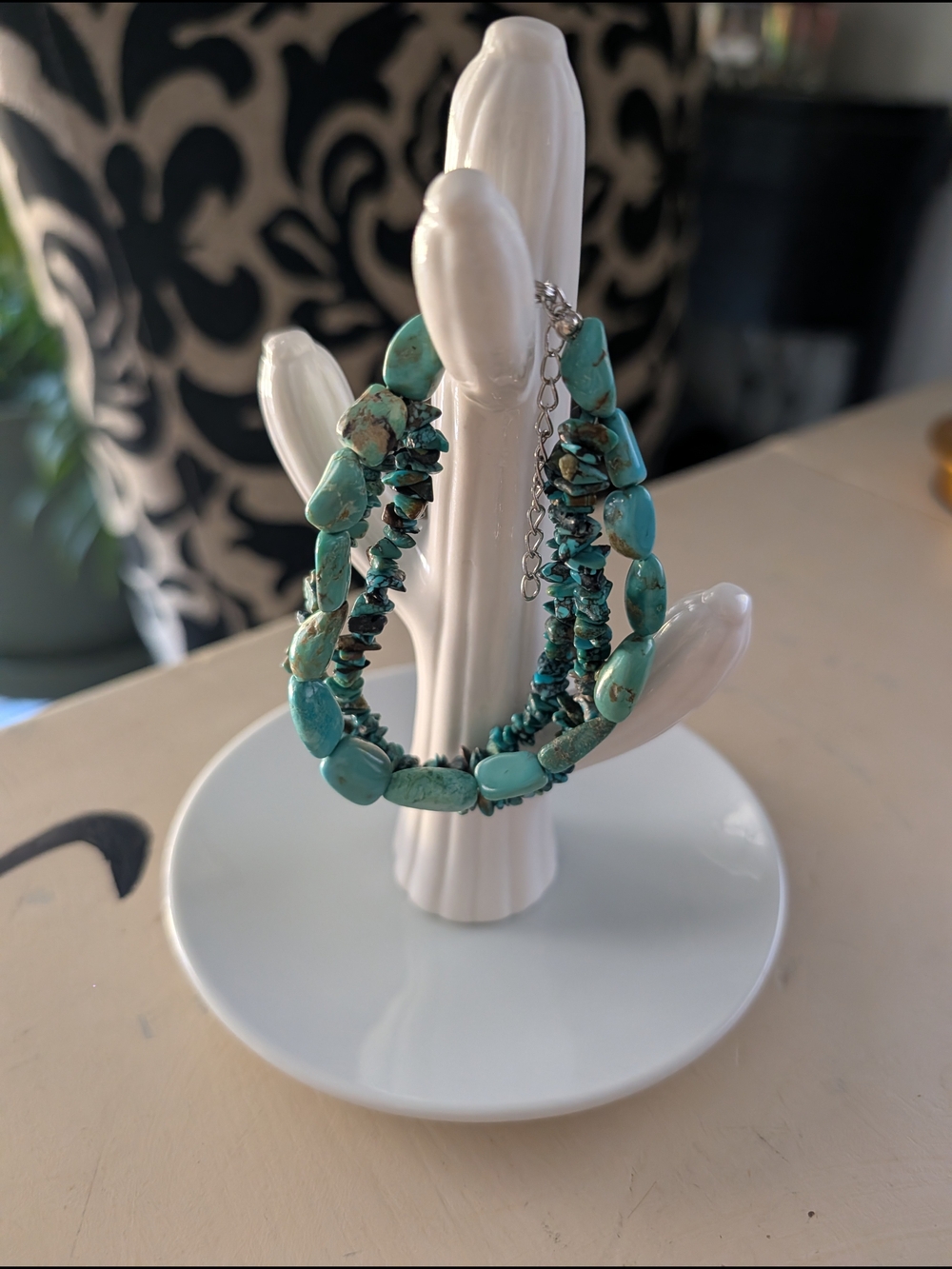 Turquoise Three Strand Beaded Bracelet